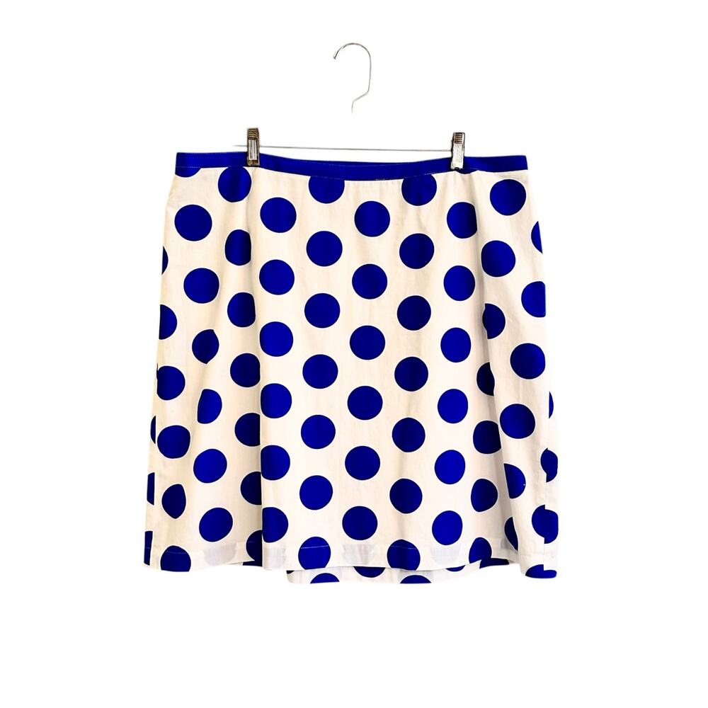 Boden Royal Blue Polka Dot A Line Skirt Cotton US Sz 16 R Plus Preppy Whimsy